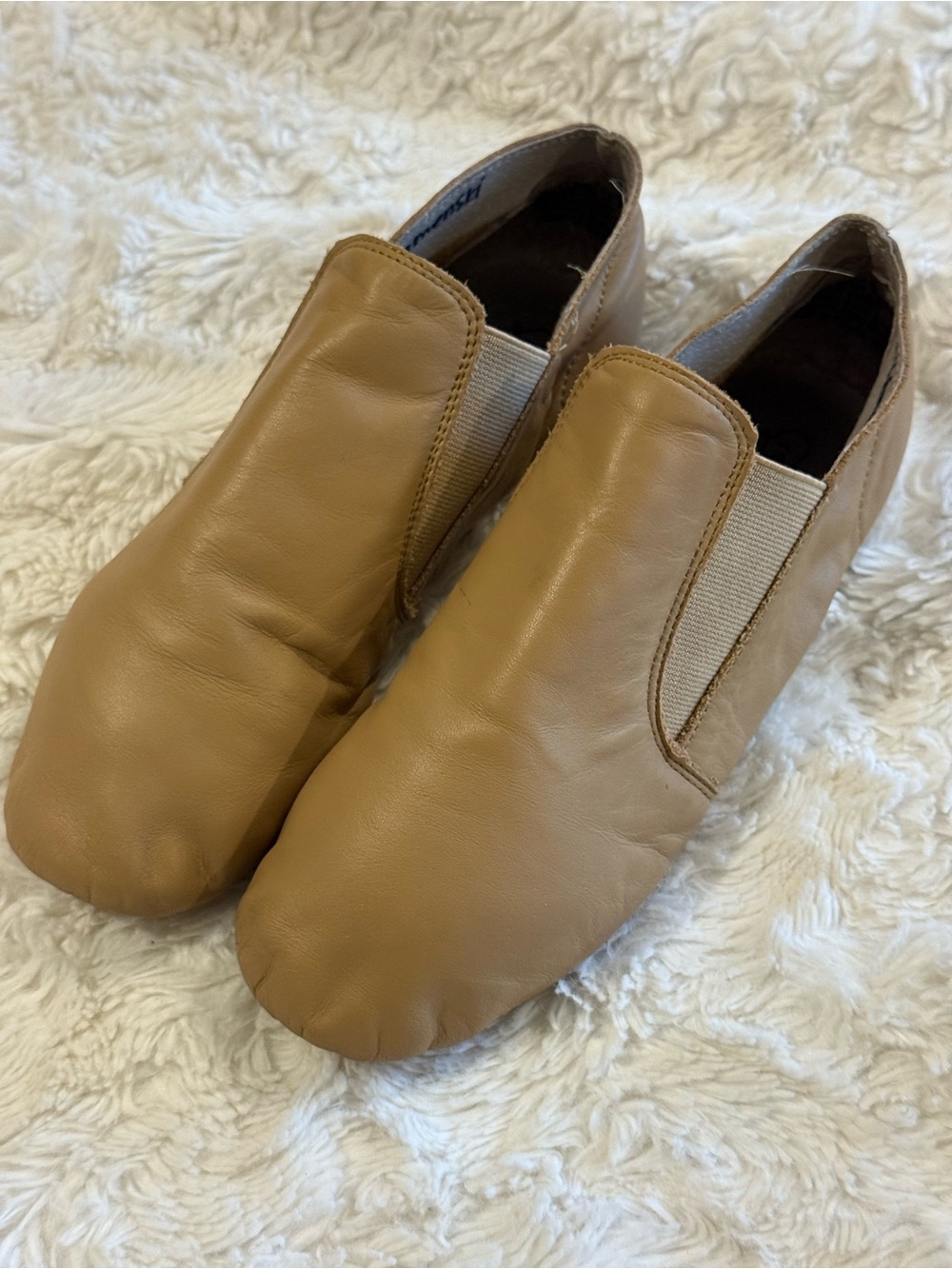 Kids Dance Shoe Slip-On Loafers in Tan Size 5 Child